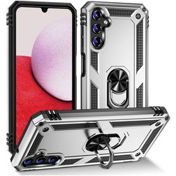 Mobigear Armor Ring Coque Samsung Galaxy A14 Coque arrière Rigide Anti-Chocs avec Anneau-Support - Argent