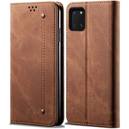 Mobigear Denim Slim Housse Samsung Galaxy Note 10 Lite Etui Porte-Monnaie - Marron
