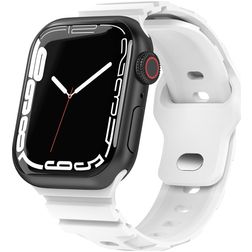 Mobigear Sport Armor Bracelet Silicone pour Apple Watch Fermeture à clou et passant - 42/41/40/38 mm - Blanc