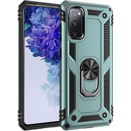 Mobigear Armor Ring Coque Samsung Galaxy S20 FE Coque arrière Rigide Anti-Chocs avec Anneau-Support - Vert