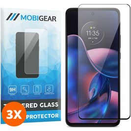 Mobigear Premium Motorola Edge (2022) Verre trempé Protection d'écran - Compatible Coque - Noir (Lot de 3)