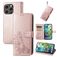Mobigear Clover Housse iPhone 15 Pro Max Etui Porte-Monnaie - Rose doré