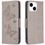 Mobigear Butterfly Housse iPhone 15 Etui Porte-Monnaie - Gris