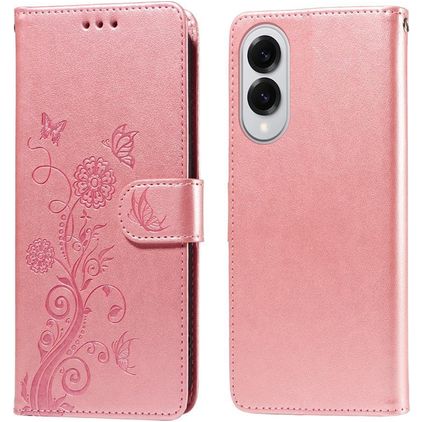Mobigear Flowers Housse Samsung Galaxy S25 Edge Etui Porte-Monnaie - Rose doré