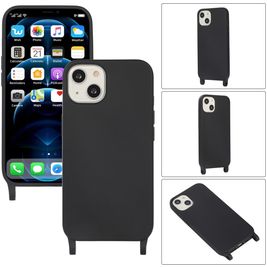 Mobigear Lanyard iPhone 14 Coque avec cordon en Silicone - Noir Mobigear Lanyard iPhone 14 Coque avec cordon en Silicone - Noir