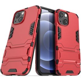 Mobigear Armor Stand Coque iPhone 13 Mini Coque arrière Rigide Anti-Chocs avec Support Amovible - Rouge