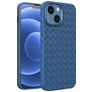 Mobigear Woven Coque iPhone 14 Plus Coque arrière en TPU Souple - Dark Blue
