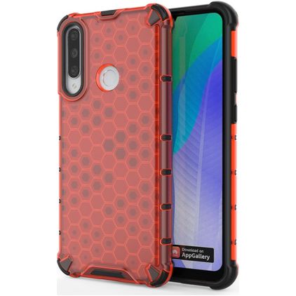 Mobigear Honeycomb Coque Huawei Y6p Coque arrière Rigide Anti-Chocs - Rouge