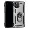 Mobigear Armor Ring Coque iPhone 12 Coque arrière Rigide Anti-Chocs avec Anneau-Support - Argent