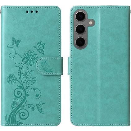 Mobigear Flowers Samsung Galaxy S24 FE Étui Portefeuille - Vert
