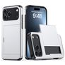 Mobigear Card Coque iPhone 18 Pro Max Coque arrière Rigide Anti-Chocs avec Porte-Cartes - Argent