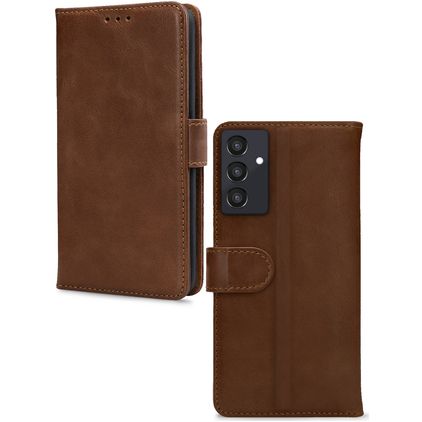 Mobilize Wallet Housse Samsung Galaxy A25 Etui en Cuir Véritable Porte-Monnaie - Marron