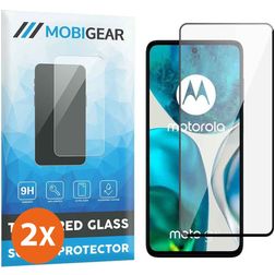 Mobigear Premium Motorola Moto G82 Verre trempé Protection d'écran - Compatible coque - Noir (Lot de 2)