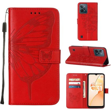 Mobigear Butterfly Realme C31 Étui Portefeuille - Rouge