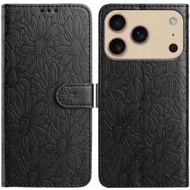 Mobigear Flowers Housse iPhone 17 Pro Etui Porte-Monnaie - Noir