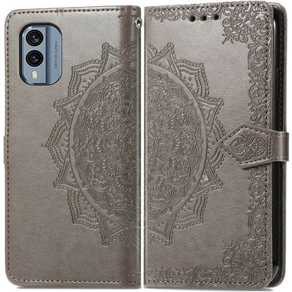 Mobigear Mandala Housse Nokia X30 Etui Porte-Monnaie - Gris