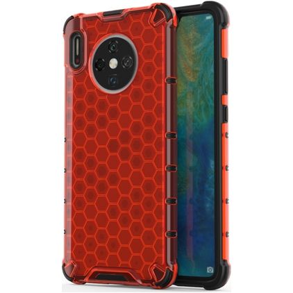 Mobigear Honeycomb Coque Huawei Mate 30 Coque arrière Rigide Anti-Chocs - Rouge