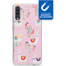 My Style Magneta Coque Samsung Galaxy A70 Coque arrière en TPU Souple - Pink Alpaca