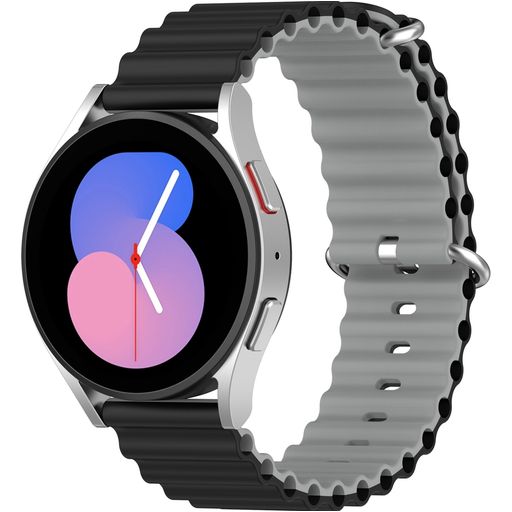 Mobigear Ocean Bracelet Silicone Smartwatch Fermeture boucle ardillon - Connexion universelle de 22 mm - Noir / Gris