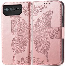 Mobigear Butterfly Housse ASUS ROG Phone 6 Pro Etui Porte-Monnaie - Rose doré