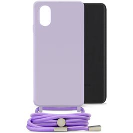 Mobilize Lanyard Gelly Samsung Galaxy A03 Coque avec cordon en TPU Souple - Pastel Purple