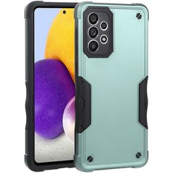 Mobigear Non-slip Armor Coque Samsung Galaxy A73 Coque arrière Rigide Anti-Chocs - Noir / Turquoise