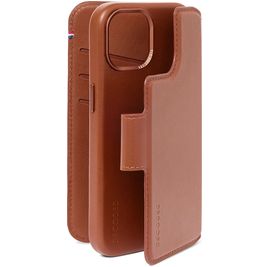 Decoded Detachable Wallet Housse iPhone 15 Plus MagSafe Etui avec Coque Détachable en Cuir Véritable Porte-Monnaie - Marron