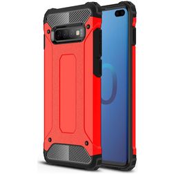 Mobigear Outdoor Coque Samsung Galaxy S10 Plus Coque arrière Rigide Anti-Chocs - Rouge