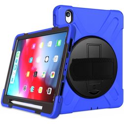 Mobigear SureGrip XGuard Coque iPad Air 11 Pouces (2025) Coque arrière en Plastique rigide,Silicone + Porte-crayon + Bandoulière + Support Amovible - Bleu