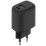 Mobiparts - Double USB / USB-C Chargeur Power Delivery 20W - Noir