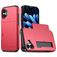 Mobigear Card Coque iPhone 16 Coque arrière Rigide Anti-Chocs avec Porte-Cartes - Rouge
