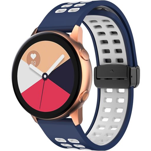 Mobigear Sport Plus Mag Bracelet Silicone Smartwatch Fermeture magnétique - Connexion universelle de 20 mm - Blanc / Dark Blue