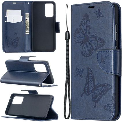 Mobigear Butterfly Housse Samsung Galaxy A52 Etui Porte-Monnaie - Bleu