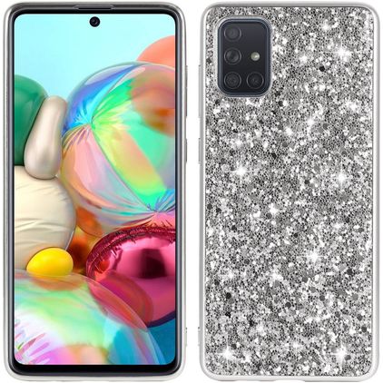 Mobigear Glitter Coque Samsung Galaxy A73 Coque arrière Rigide - Argent