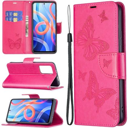 Mobigear Butterfly Housse Xiaomi Redmi Note 11T Etui Porte-Monnaie - Magenta