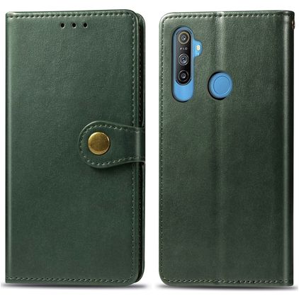 Mobigear Snap Button Housse Realme C3 Etui Porte-Monnaie - Vert
