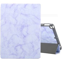 Mobigear Tri-Fold Marble Coque iPad 7 (2019) Etui + Porte-crayon - Violet