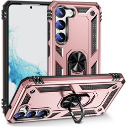 Mobigear Armor Ring Samsung Galaxy S23 Plastique rigide Coque arrière Antichoc avec bague de maintien - Rose doré