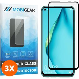Mobigear Premium Huawei P40 Lite Verre trempé Protection d'écran - Compatible Coque - Noir (Lot de 3)