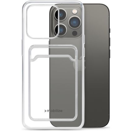 Mobilize Gelly Card Coque Transparente iPhone 13 Pro Coque arrière en TPU Souple avec Porte-Cartes - Transparent
