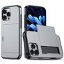 Mobigear Card Coque iPhone 16 Pro Max Coque arrière Rigide Anti-Chocs avec Porte-Cartes - Gris