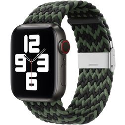 Mobigear Braided Bracelet Nylon Apple Watch Fermeture à pince - 49/46/45/44 mm - Noir / Vert