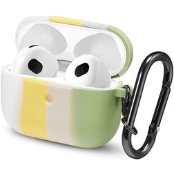 Mobigear Colors Coque Silicone souple pour Apple AirPods 3 - Blanc / Vert / Jaune