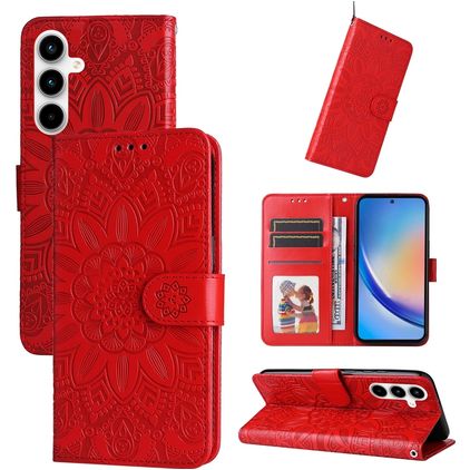 Mobigear Sunflower Samsung Galaxy A35 Étui Portefeuille - Rouge
