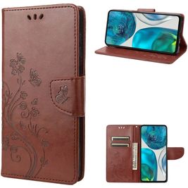 Mobigear Flowers Housse Motorola Moto G52 Etui Porte-Monnaie - Marron