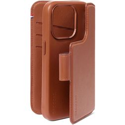 Decoded Detachable Wallet Housse iPhone 15 Pro Max MagSafe Etui avec Coque Détachable en Cuir Véritable Porte-Monnaie - Marron