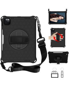 Mobigear SureGrip Hexa Coque iPad Pro 11 Pouces (2020) Coque arrière en Plastique rigide,Silicone + Porte-crayon + Bandoulière + Support Amovible - Noir