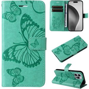Mobigear Butterfly Housse iPhone 16 Pro Max Etui Porte-Monnaie - Vert