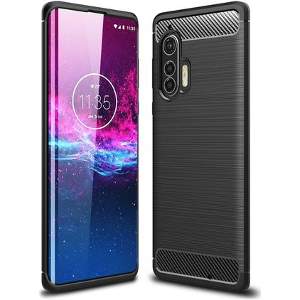 Mobigear Brushed Slim Coque Motorola Edge Plus Coque arrière en TPU Souple - Noir