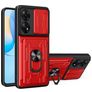 Mobigear Armor Ring Cam Slide Coque OPPO Reno 8T 4G Coque arrière Rigide Anti-Chocs avec Anneau-Support et Protecteur Lentilles - Rouge